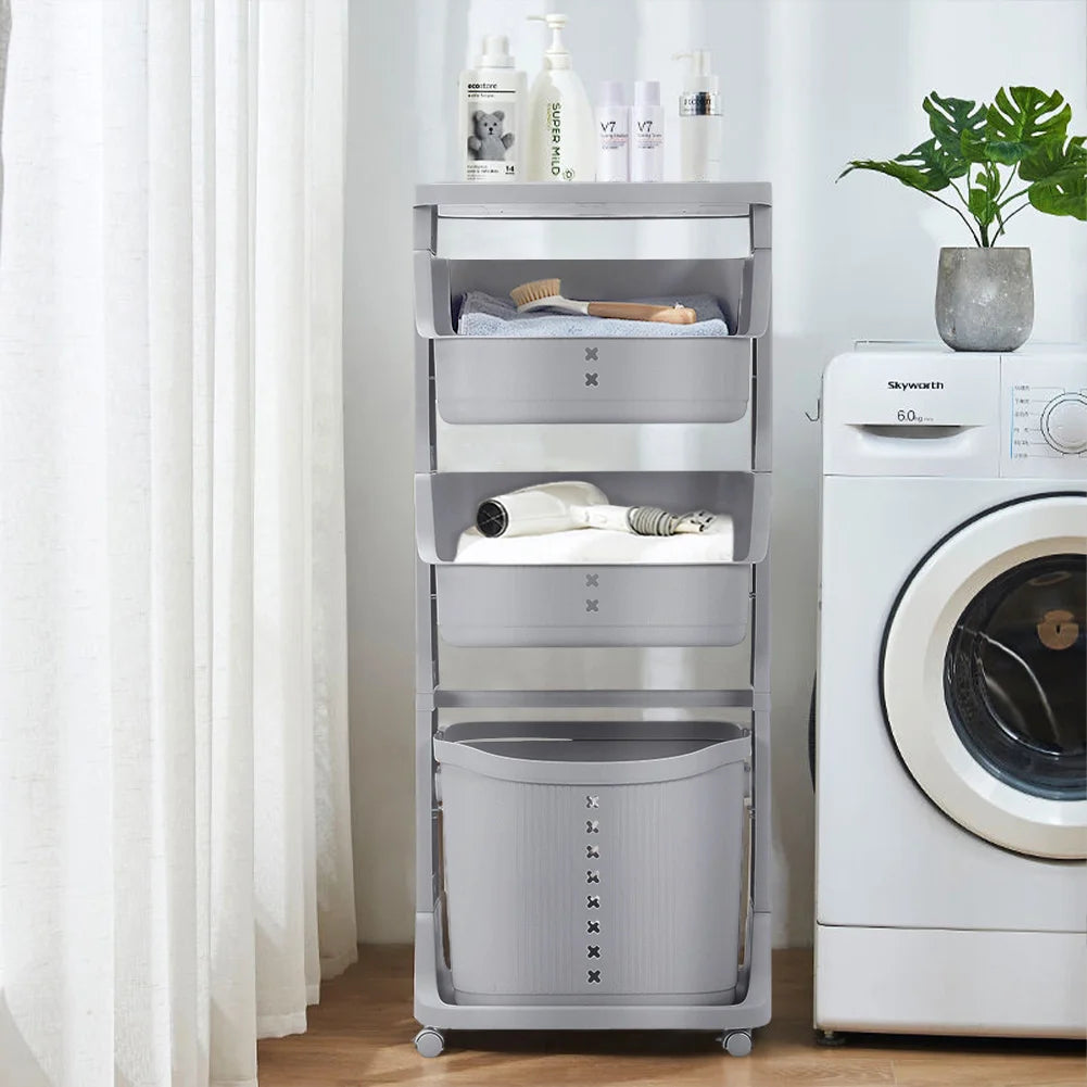 4-Tier Storage Rack with Wheels Effortless Mobility